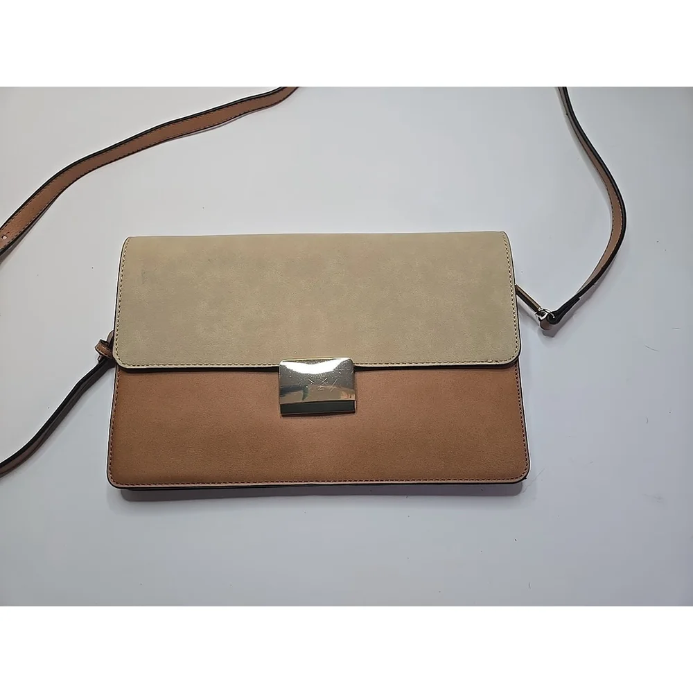 Chelsea28 Vegan Leather Color Block Brown Crossbody Purse Bag